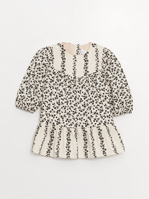 LCW baby Bisiklet Yaka Uzun Kollu Çiçek Desenli Kız Bebek Elbise - W3GB51Z1-LRA