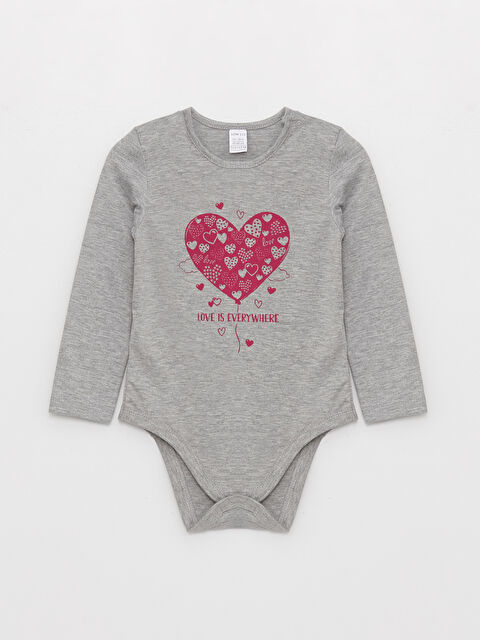 LCW ECO Bisiklet Yaka Uzun Kollu Baskılı Kız Bebek Çıtçıtlı Body - W3GC57Z1-EFN