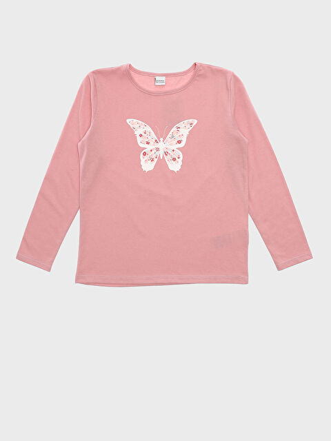 LCW Kids Crew Neck Printed Long Sleeve Girls' T-Shirt - W3GD41Z4-FGV