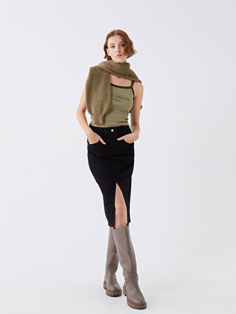 LCW Vision Dar Fit Kadın Jean Etek - W3GD60Z8-327