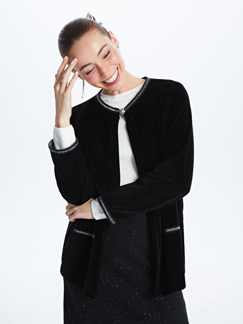 LCW Grace Bisiklet Yaka Düz Uzun Kollu Kadın Hırka - W3GD61Z8-CVL