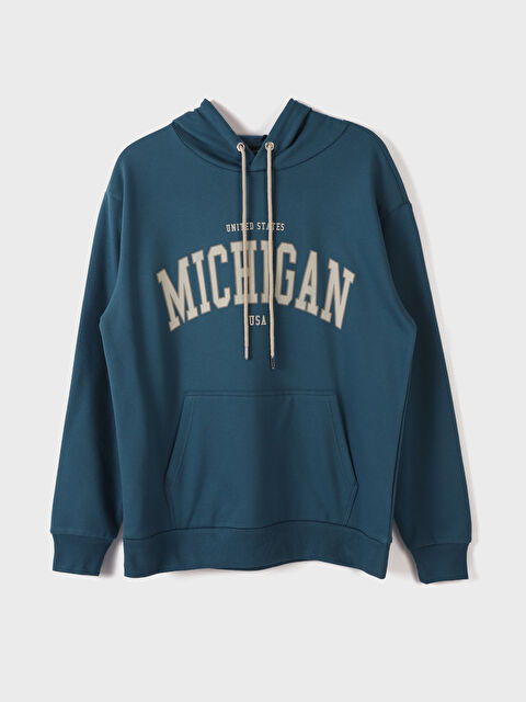 XSIDE Oversize Long Sleeve Printed Men's Thick Hoodie - W3GE33Z8-LYC