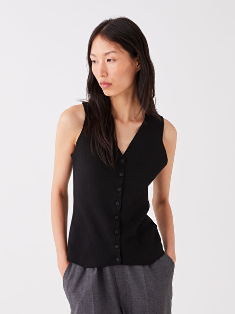 LCW Vision V Yaka Kadın Triko Yelek - W3GE63Z8-RQN