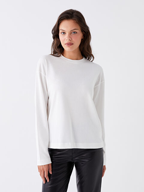 LCW Vision Bisiklet Yaka Düz Uzun Kollu Kadın Sweatshirt - W3GE72Z8-R9J