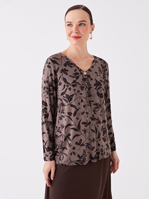 LCW Grace V Yaka Baskılı Kadın Tunik - W3GF43Z8-LQJ