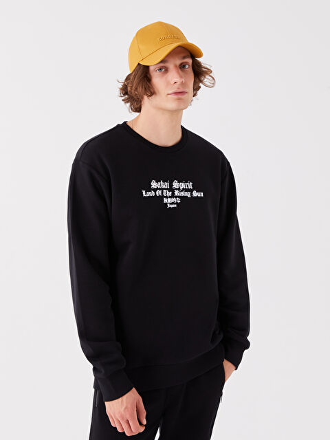 XSIDE Bisiklet Yaka Uzun Kollu Baskılı Erkek Sweatshirt - W3GF61Z8-CVL