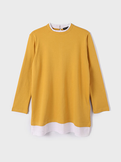 LCWAIKIKI Maternity Ruffle Collar Straight Long Sleeve Women's Tunic - W3GH01Z8-GMD