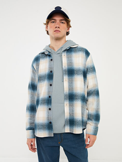 XSIDE Regular Fit Long Sleeve Plaid Men's Flannel Shirt Jacket - W3GH19Z8-LNK