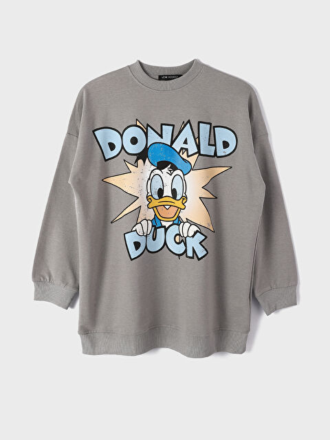 LCW Modest Crew Neck Printed Long Sleeve Women's Sweatshirt Tunic - W3GI24Z8-GQ7