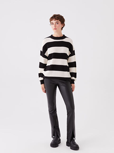 XSIDE Dar Fit Deri Görünümlü Kadın Pantolon - W3GI37Z8-CVL