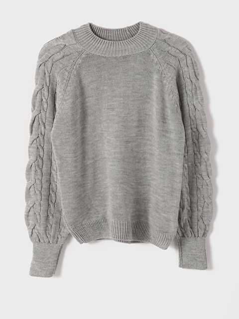 LCW Vision Crew Neck Self Patterned Long Sleeve Women's Knitwear Sweater - W3GJ58Z8-LAL