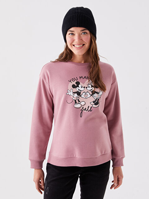 LCWAIKIKI Maternity Bisiklet Yaka Mickey Mouse Baskılı Uzun Kollu Hamile Sweatshirt - W3GL84Z8-GVH