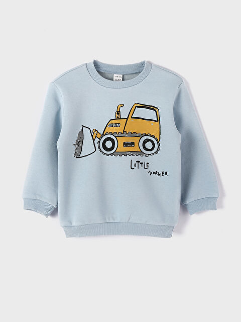LCW baby Crew Neck Printed Long Sleeve Baby Boys' Sweatshirt - W3GN85Z1-JUL