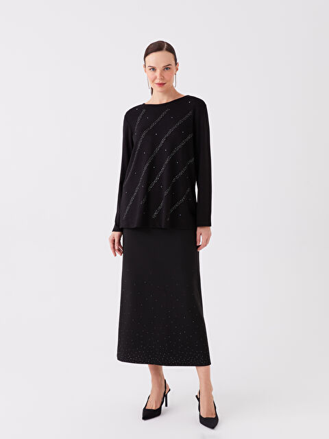 LCW Grace Beli Lastikli Baskılı Kadın Etek - W3GR05Z8-CVL