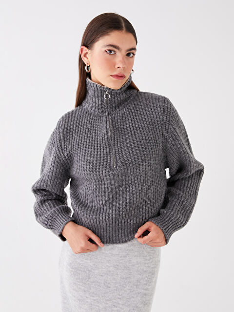 XSIDE Dik Yaka Kadın Triko Kazak - W3GT62Z8-LAL