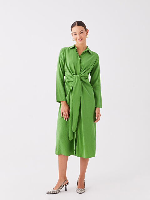 LCWAIKIKI Classic Düz Uzun Kollu Kadın Gömlek Elbise - W3GY66Z8-QZL