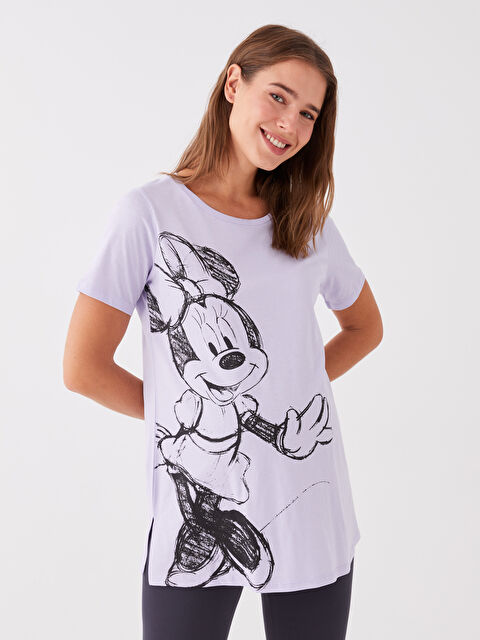 LCWAIKIKI Maternity Bisiklet Yaka Minnie Mouse Baskılı Kısa Kollu Hamile Tişört - W3H046Z8-G7S