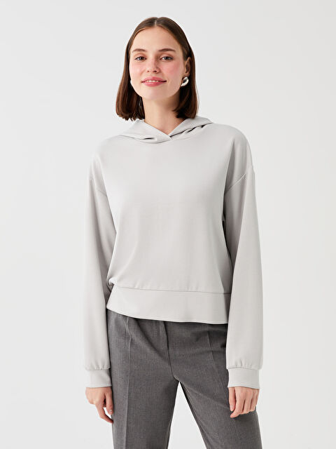 LCW Vision Düz Uzun Kollu Kadın Hoodie - W3H234Z8-SBS