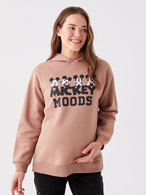 LCWAIKIKI Maternity Mickey Mouse Baskılı Uzun Kollu Hamile Hoodie - W3H497Z8-GWY