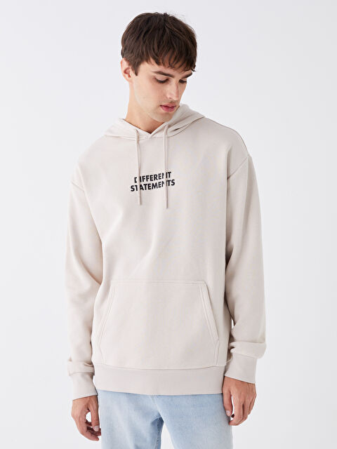 XSIDE Uzun Kollu Baskılı Erkek Hoodie - W3H557Z8-S4M