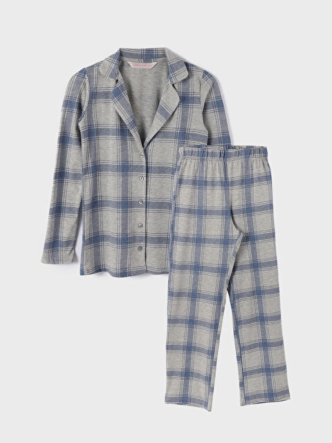 LCW DREAM Collared Neck Plaid Women's Pyjama Set - W3H860Z8-998