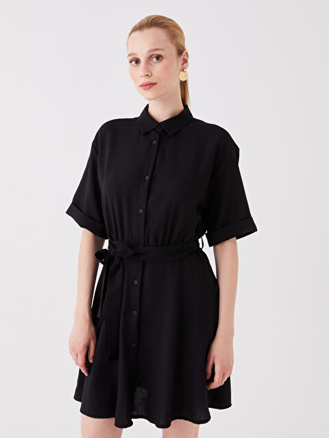 LC WAIKIKI Düz Kısa Kollu Kadın Gömlek Elbise - W3H913Z8-CVL