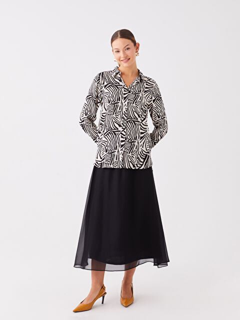 LCWAIKIKI Classic Kadın Beli Lastikli Düz Şifon Etek - W3H969Z8-CVL