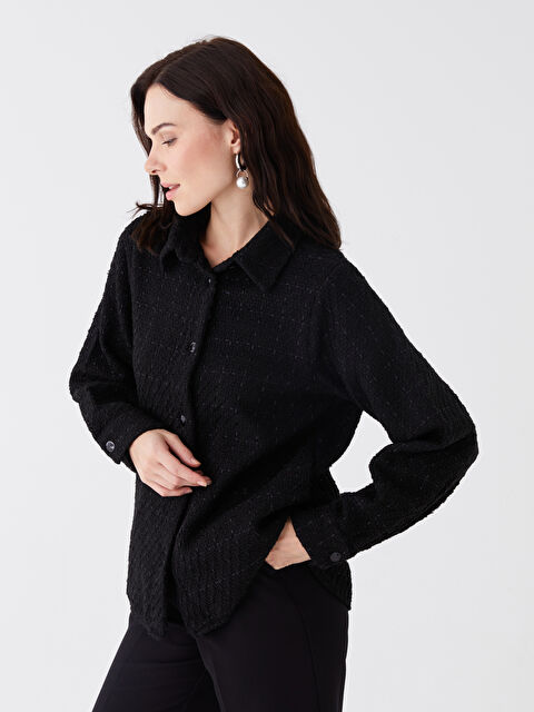 LCW Grace Ekose Uzun Kollu Kadın Gömlek Ceket - W3HB30Z8-CVL