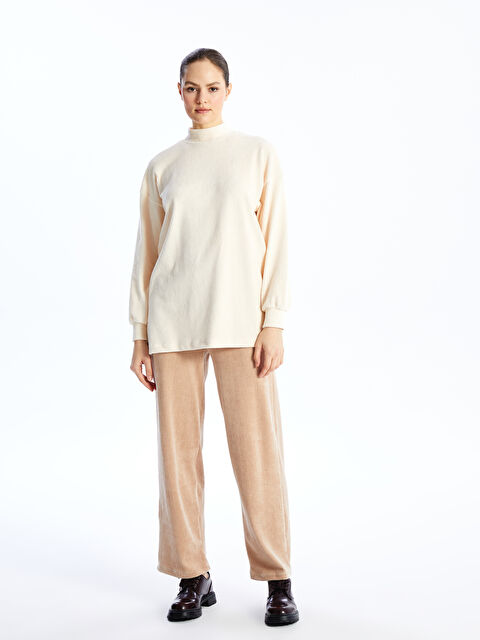 LCW Modest Beli Lastikli Düz Kadife Kadın Eşofman Altı - W3HC06Z8-VES