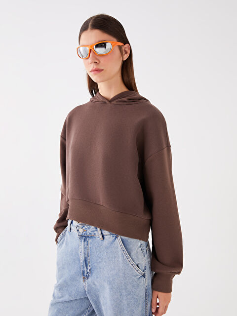 XSIDE Düz Oversize Kadın Kalın Hoodie - W3HC96Z8-HEH