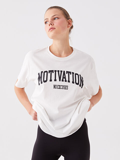 XSIDE ACTIVE Bisiklet Yaka Baskılı Kısa Kollu Kadın Spor Tişört - W3HD55Z8-R5B