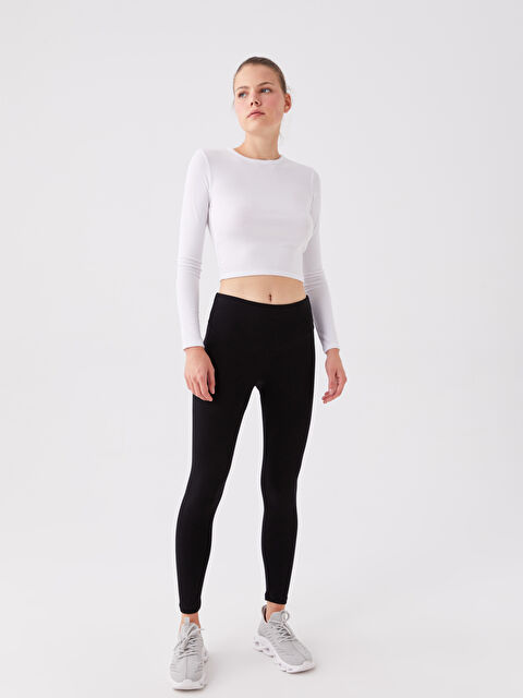 XSIDE ACTIVE Beli Lastikli Düz Pamuklu Kadın Tayt Pantolon - W3HD86Z8-CVL