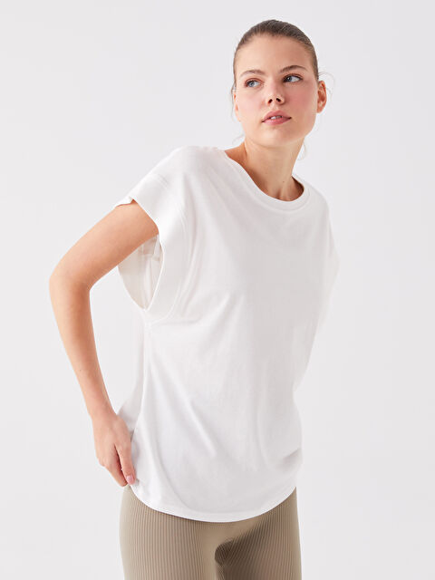 XSIDE ACTIVE Bisiklet Yaka Düz Kısa Kollu Oversize Kadın Spor Atlet - W3HD91Z8-KE8