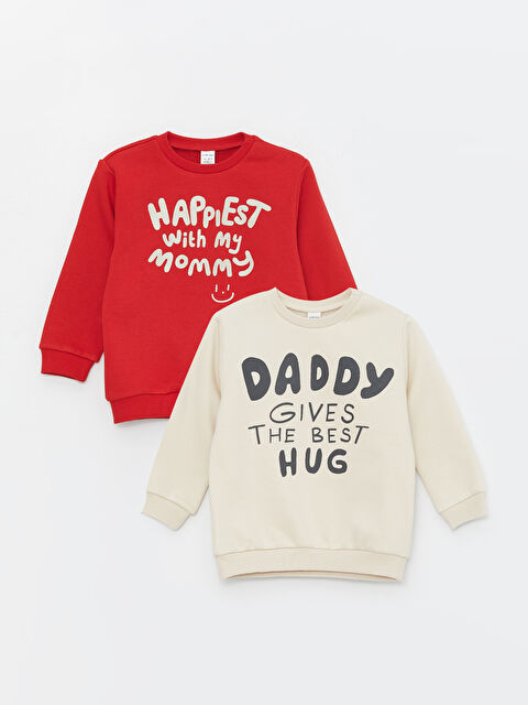 LCW baby Crew Neck Long Sleeve Printed Baby Boy Sweatshirt 2-Pack - W3HF51Z1-JQ5