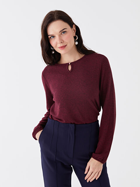 LCW Grace Bisiklet Yaka Düz Uzun Kollu Kadın Bluz - W3HH41Z8-L9J