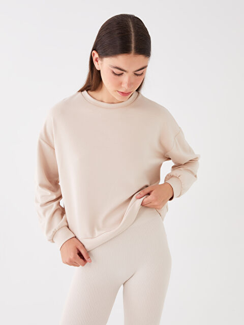 XSIDE Bisiklet Yaka Oversize Kadın Kalın Sweatshirt - W3HJ73Z8-VB6