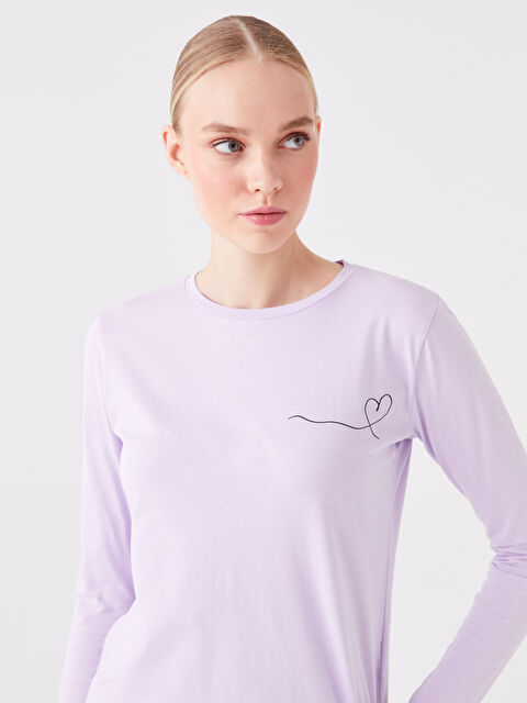 LC WAIKIKI Bisiklet Yaka Baskılı Kadın Pijama Üst - W3HK86Z8-1FL