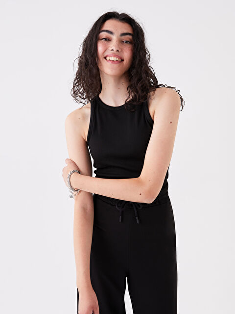 LCW Vision Kadın Bisiklet Yaka Düz Crop - W3HL30Z8-CVL