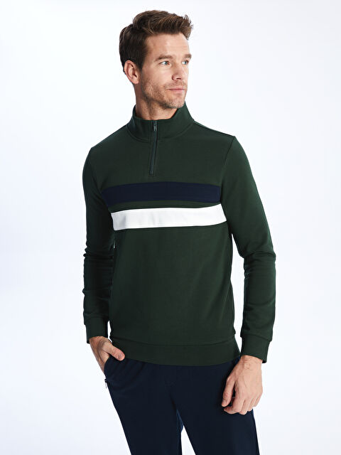 LCWAIKIKI Classic Dik Yaka Uzun Kollu Erkek Kalın Fermuarlı Sweatshirt - W3HM38Z8-VJN