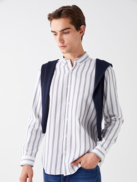 LCW Vision Slim Fit Uzun Kollu Çizgili Erkek Gömlek - W3HN63Z8-LGS
