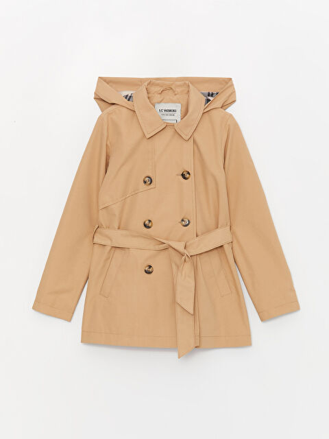 LCW Kids Kapüşonlu Basic Kız Çocuk Trençkot - W3HP50Z4-FJZ