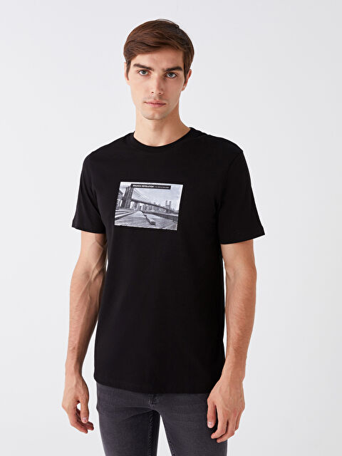 XSIDE Bisiklet Yaka Kısa Kollu Baskılı Penye Erkek Tişört - W3HU20Z8-CVL