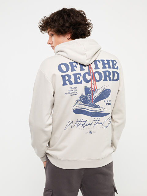 XSIDE Uzun Kollu Baskılı Erkek Kalın Hoodie - W3HU61Z8-SHE