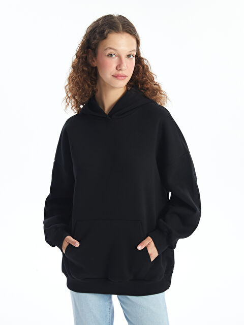 LCW Vision Düz Oversize Kadın Kalın Hoodie - W3HY66Z8-CVL