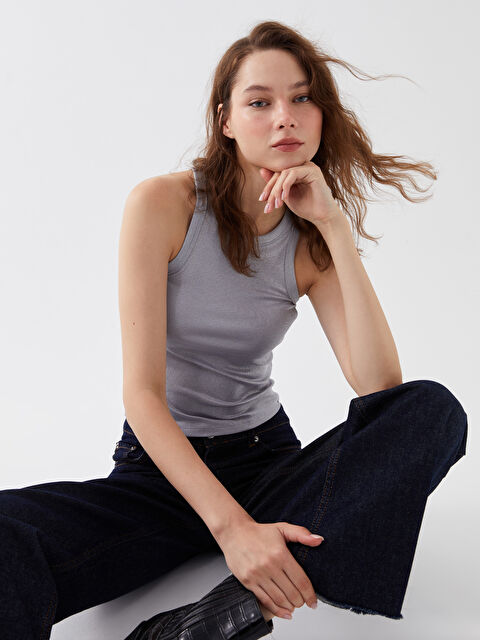 LCW Vision Kadın Bisiklet Yaka Düz Atlet - W3HY88Z8-VK7