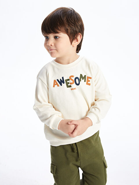 LCW baby Bisiklet Yaka Uzun Kollu Baskılı Erkek Bebek Sweatshirt - W3HY93Z1-FES