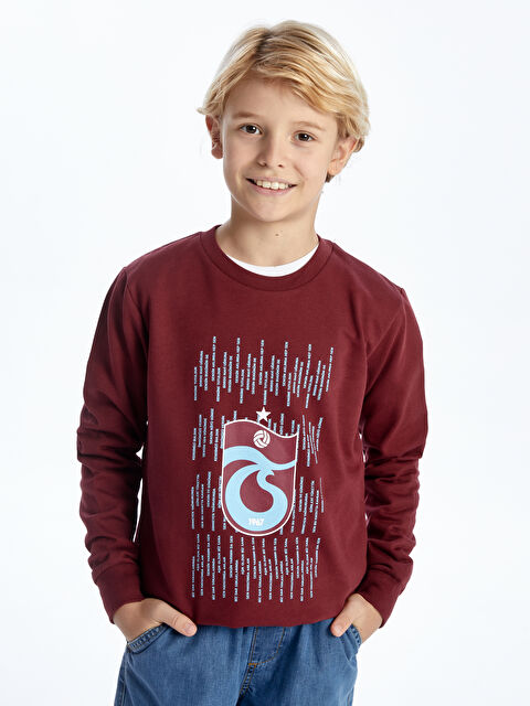 LCW Kids Bisiklet Yaka Trabzonspor Baskılı Uzun Kollu Erkek Çocuk Sweatshirt - W3I002Z4-HMS