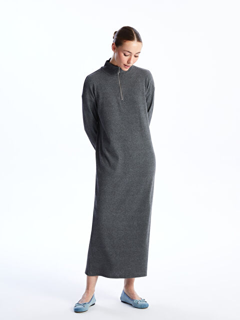 LCWAIKIKI Classic Dik Yaka Düz Uzun Kollu Kadın Elbise - W3I099Z8-LAL