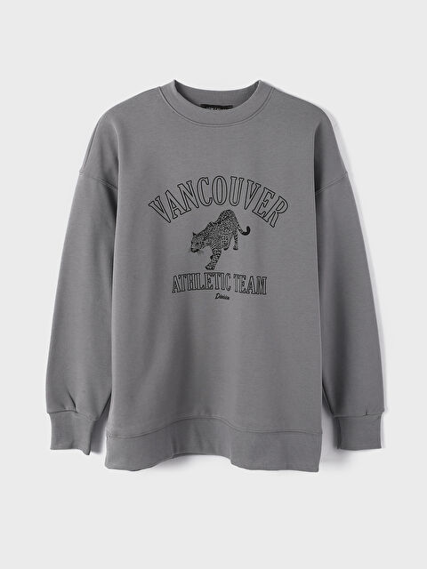 LCW Vision Crew Neck Printed Long Sleeve Women's Sweatshirt - W3I140Z8-GSE