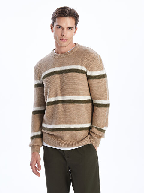 XSIDE Bisiklet Yaka Uzun Kollu Çizgili Erkek Triko Kazak - W3I424Z8-VYP